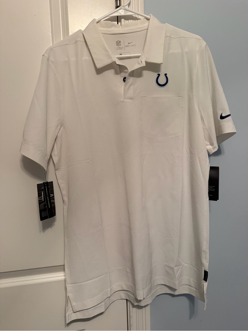 NFL White Polo Shirt with Blue Colts Logo